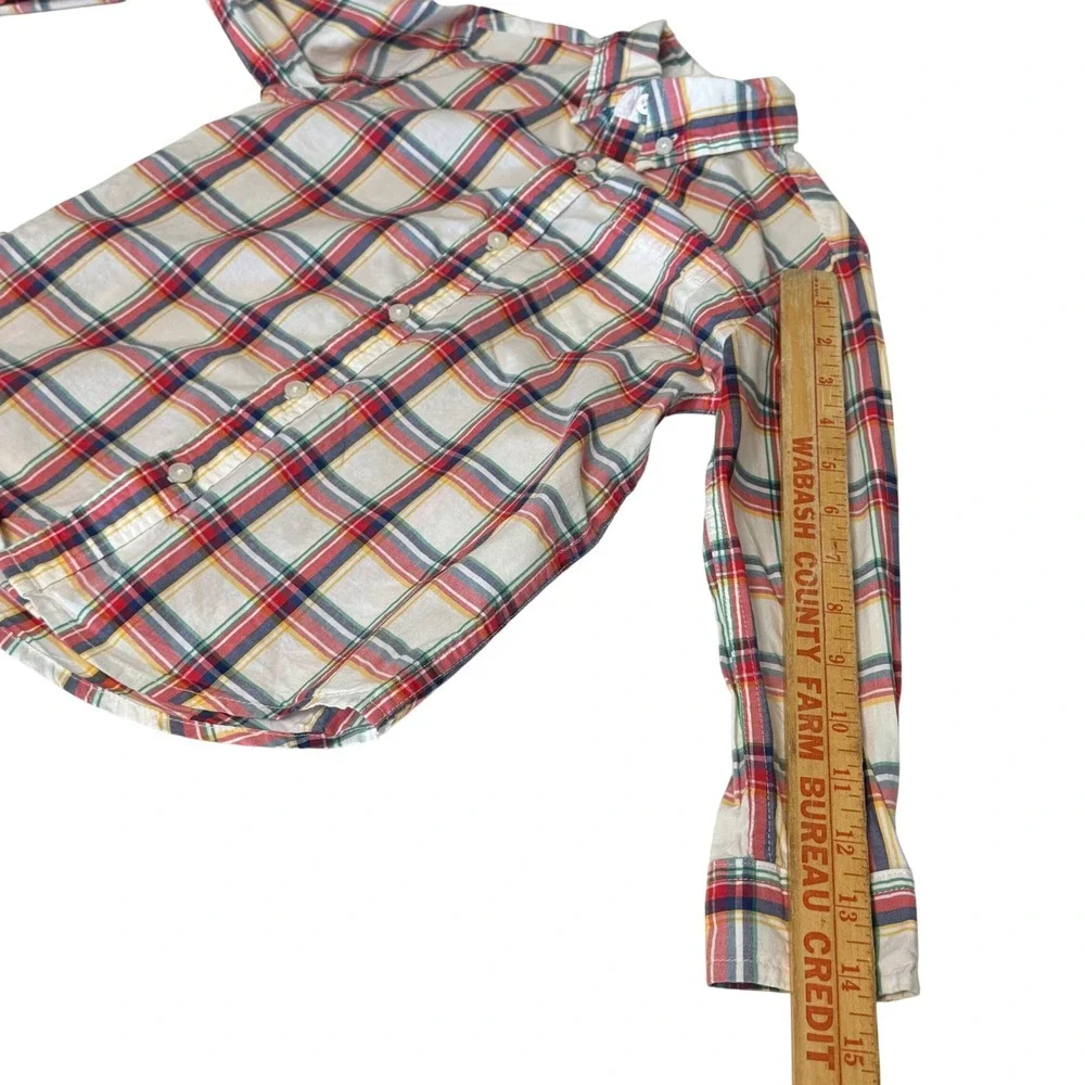 Janie and Jack Boys Size 4 Plaid Button Down Shirt Multicolor Madras Cotton
